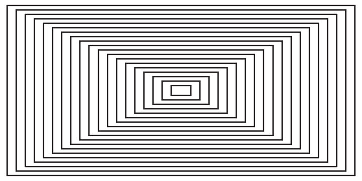 Abstract geometric pattern with concentric black and white rectangular lines in a modern minimalist style.