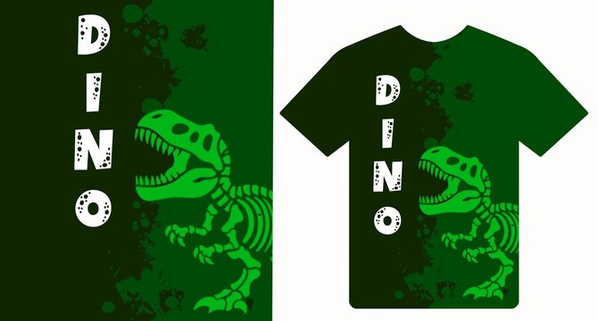 dinosaur T-Rex fossil vector illustration with slogan graphic for t shirt print
