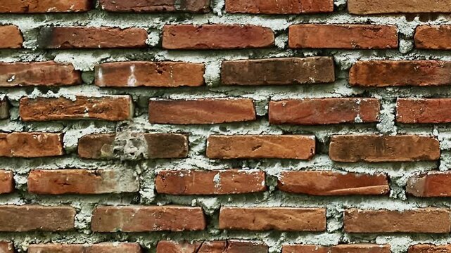 Red brick wall seamless loop stop motion animation with rough texture and masonry surface. 4K animated brick wall texture for background, construction visuals, and motion graphics.