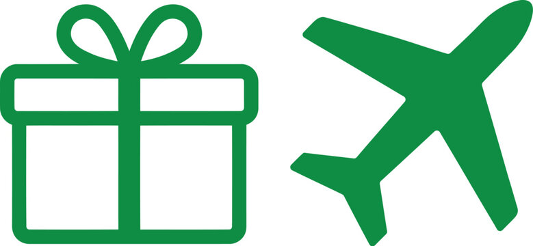 Gift box with airplane icon for travel rewards and presents