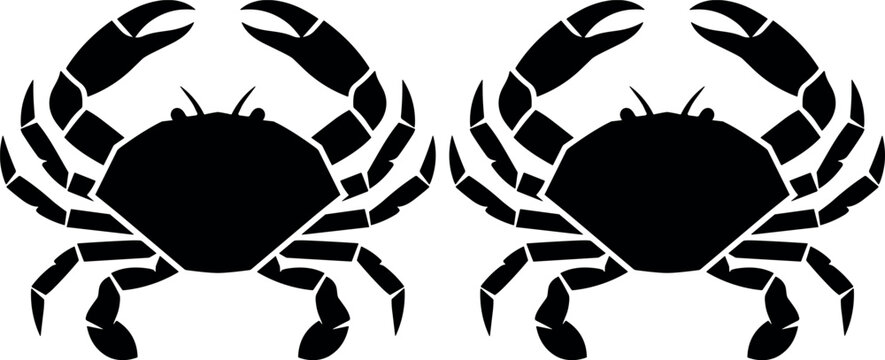 "Vector silhouettes of two crabs with raised claws and detailed legs showcasing marine life design elements for ocean artwork"Print