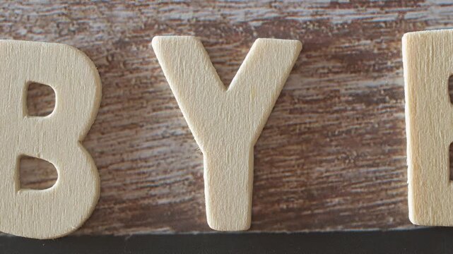 Wooden letter message with the text bey