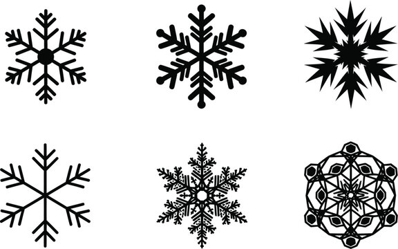 Collection of various black snowflakes