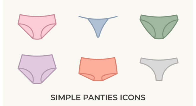 Simple Panties Styles Icons Set