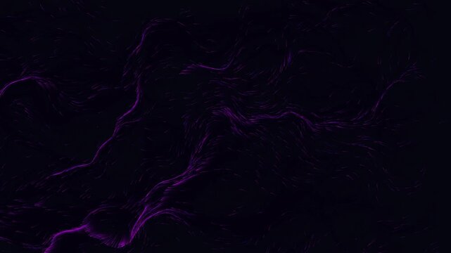 Abstract Organic Flow of Purple Particles and Curved Energy Lines