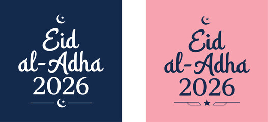 Eid al adha 2026 typography mockups navy pink backgrounds © Shopna