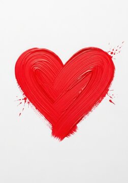 abstract painting of a red heart with brush strokes and splatter effects