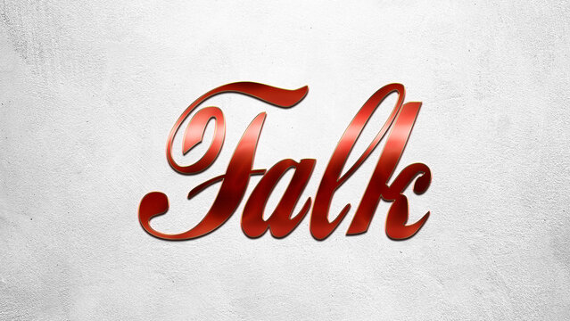 Red 3D text effect of name Falk on silver background.	