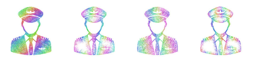 Rainbow color sketch pilot icon design set © David Zydd