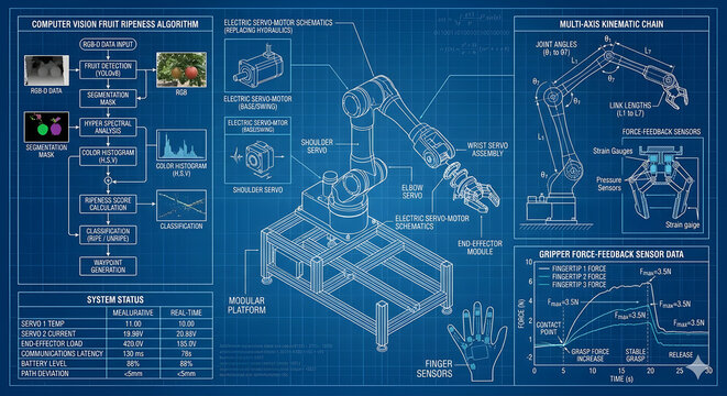 Advanced Robotic Arm for Fruit Picking Technical Blueprint with Computer Vision Algorithm