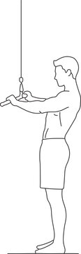 Man performing triceps pushdown exercise with cable machine for fitness illustration