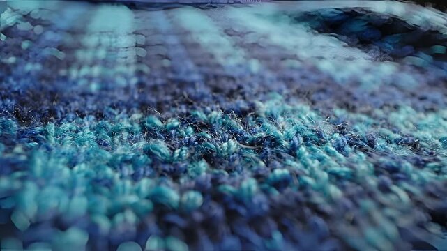 Closeup Abstract Texture of Blue and Purple Knitted Fabric.
