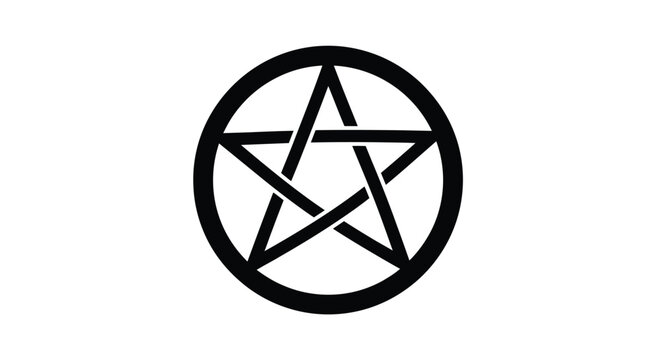 Pentagram within a circle black silhouette high quality