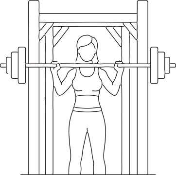 Woman lifting barbell on smith machine for fitness workout vector illustration graphic design