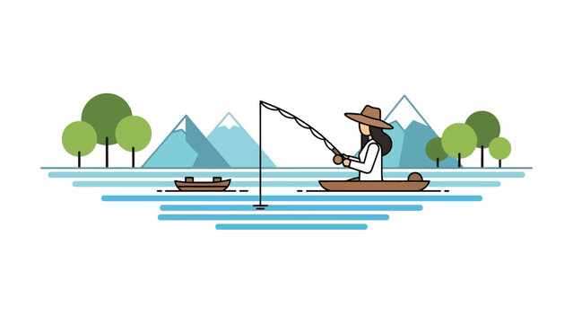 Man fishing on a small boat.