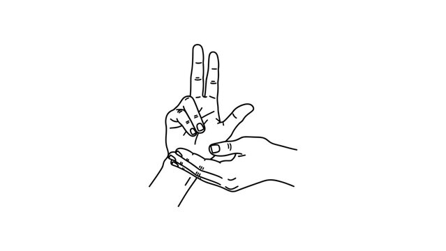 Hand making a sign language gesture.
