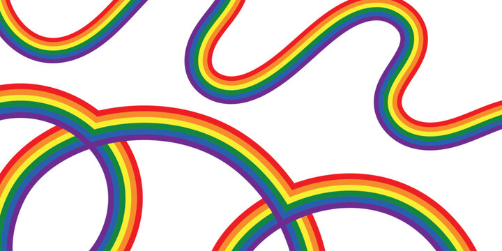 Flag LGBT ribbon icon, badge or button. Template design, vector illustration. Love wins. LGBT symbol in rainbow colors. Gay pride silk textile background.
