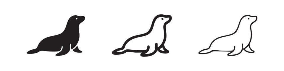 Sea Lion Icon Set - Marine Mammal Vector Illustration © liubomir118809