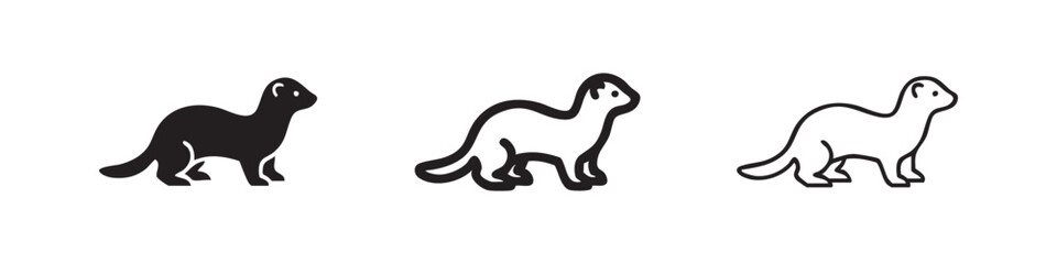 Naklejka premium Ferret Icon Set - Weasel or Marten Vector Illustration