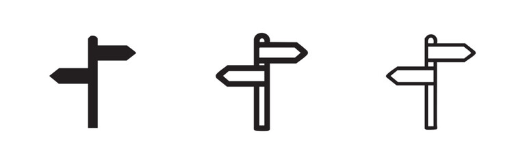 Directional signpost with arrows icon set for travel and guidance © liubomir118809