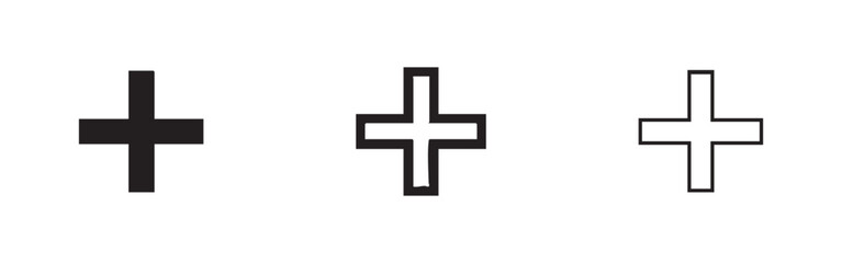 Obraz premium Mathematical Plus Sign and Cross Icons for Medical and UI Application