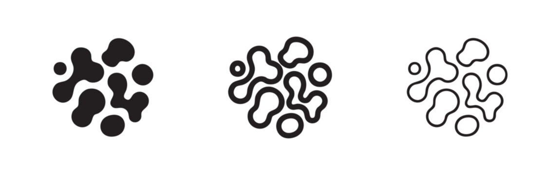 Organic abstract liquid blob shapes icon set for biology or camouflage