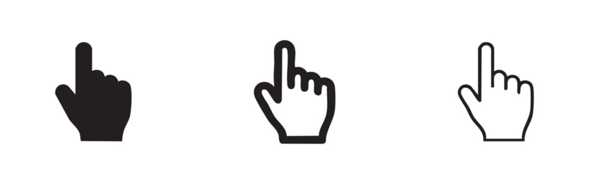 Hand cursor pointer icon set for clicking and selection