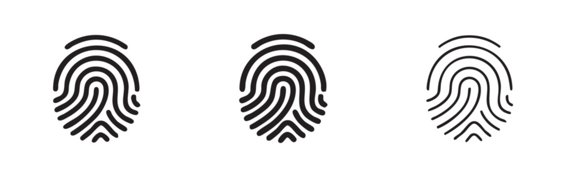 Biometric Fingerprint Identification Icon Set for Security