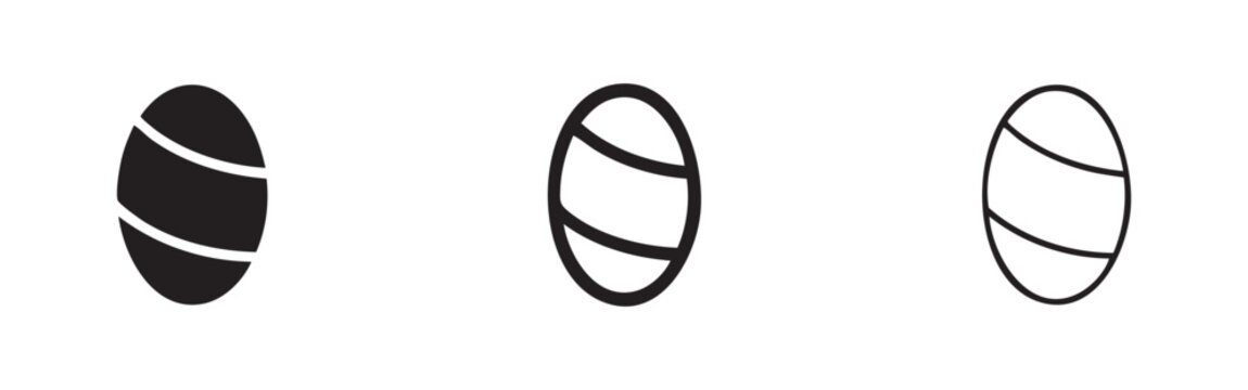 Decorative Easter egg icons set with striped pattern