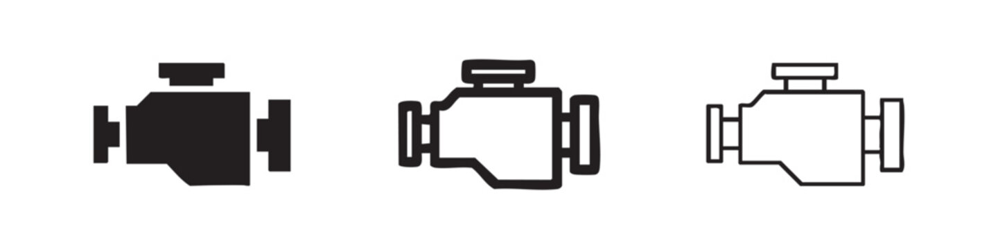 Car engine icons set for automotive maintenance