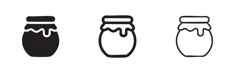 Honey Pot and Glass Jar Icon Set - Natural Sweetener Vector © liubomir118809