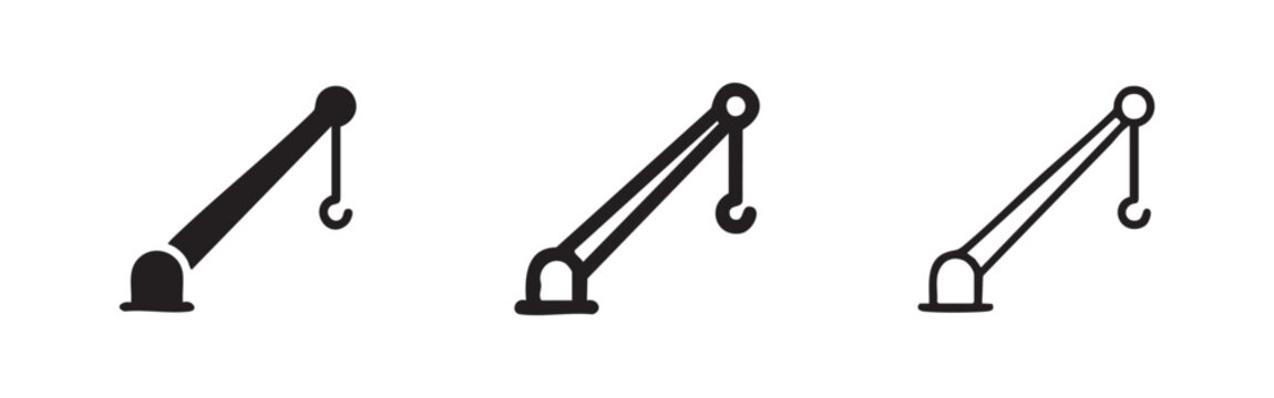 Construction Crane Arm and Lifting Machinery Icon Set