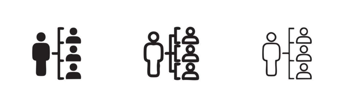 Organizational structure and team hierarchy business icon set
