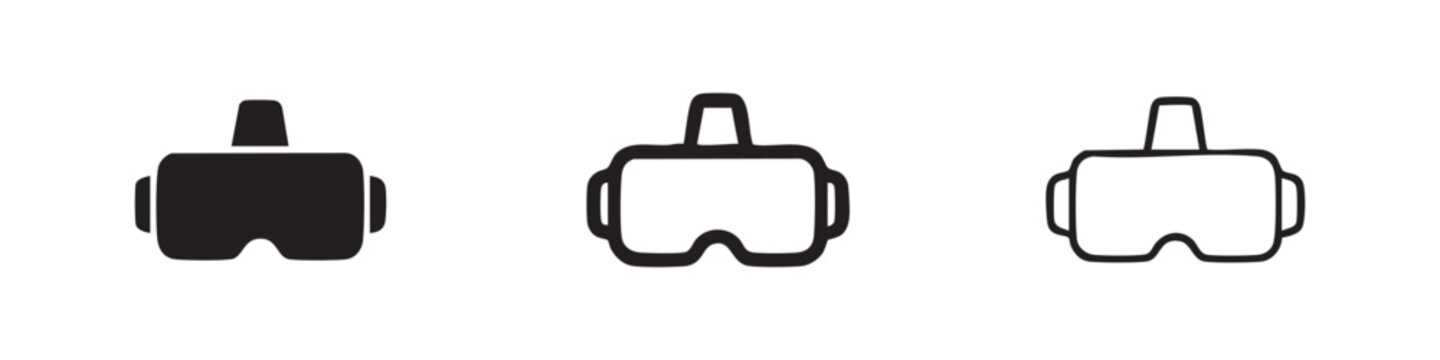 Virtual reality VR headset gaming immersive goggles icon set