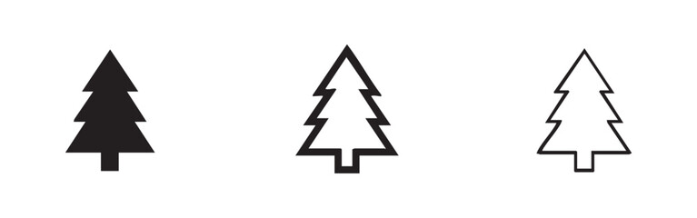 Fototapeta premium Simple Christmas Tree Icons Set - Holiday Celebration and Winter Symbol