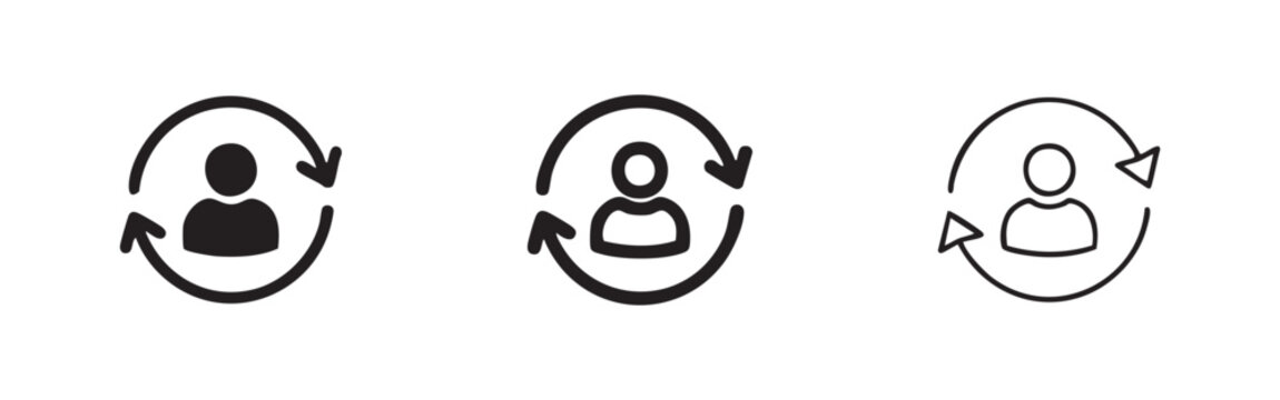 User Refresh and Update Icon Set, Account Reload Symbol Vector, Customer Cycle Graphic