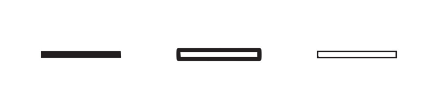 Minus Sign Icon Set, Subtract and Decrease Symbol, Remove Button Graphic