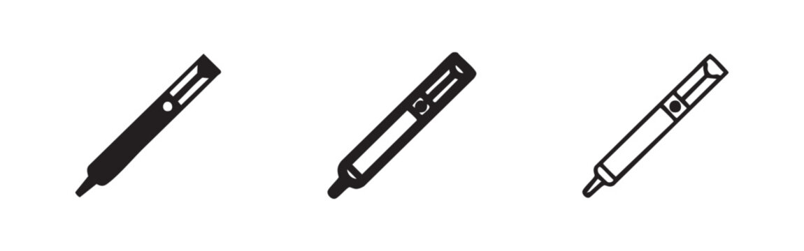Vape Pen / Electronic Cigarette Icon Set - Vaping Device Symbol