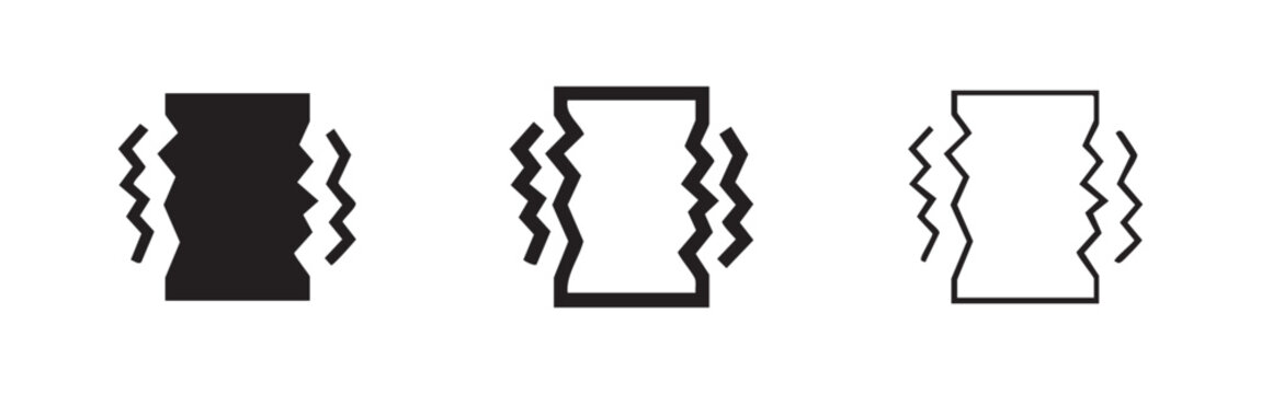 Vibration / Sound Wave Icon Set - Haptic Feedback and Audio Signal Symbol