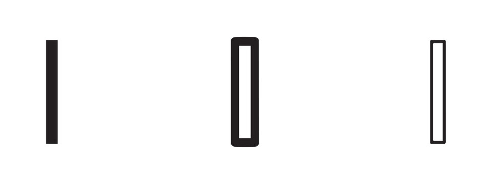 Icons of a vertical rectangle or bar in three styles: solid black, outlined black, and outlined white.