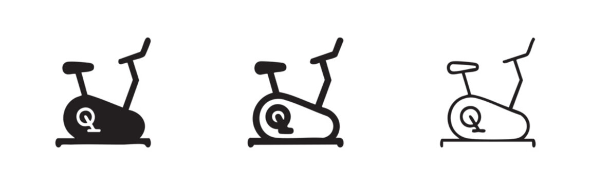 Exercise Bike Icon: Solid, Outline, and Simple Line Styles