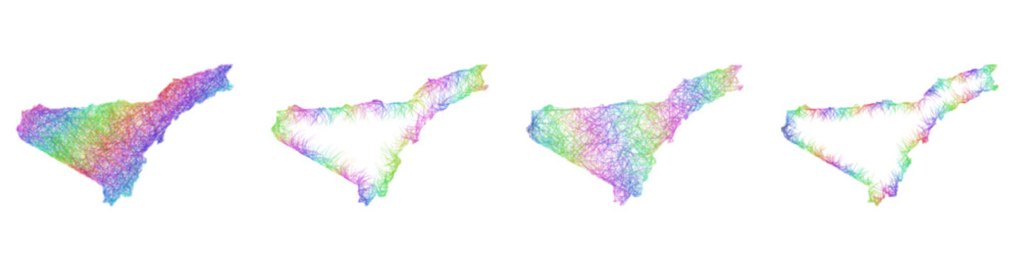 Rainbow sketch Assam map design set