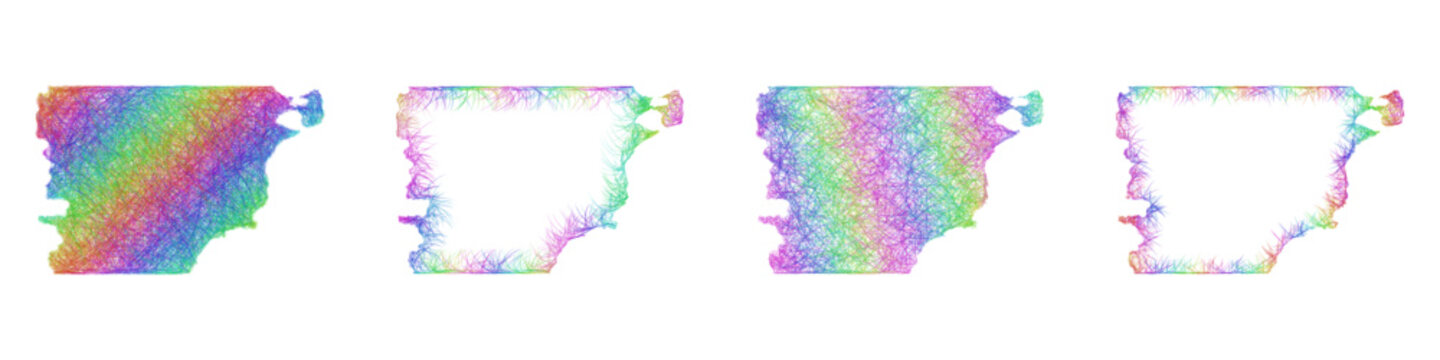Rainbow sketch Chubut map design set