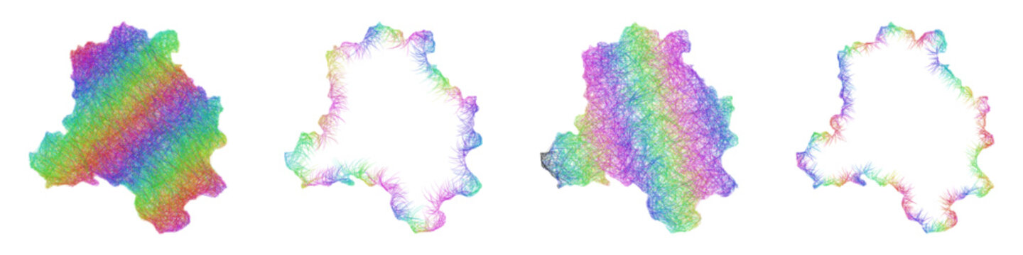 Rainbow sketch Delhi map design set