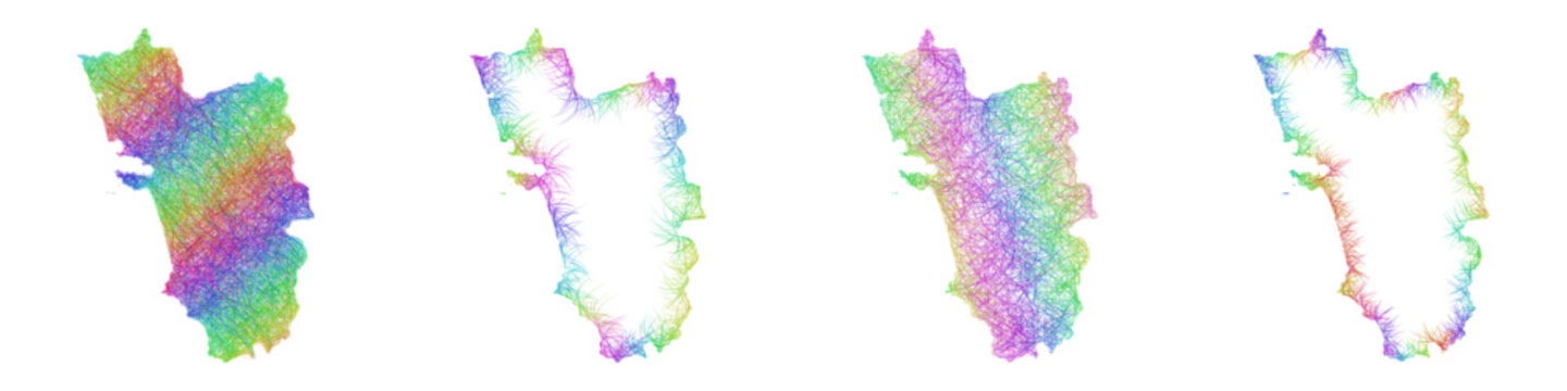 Multicolored sketch Goa map design set