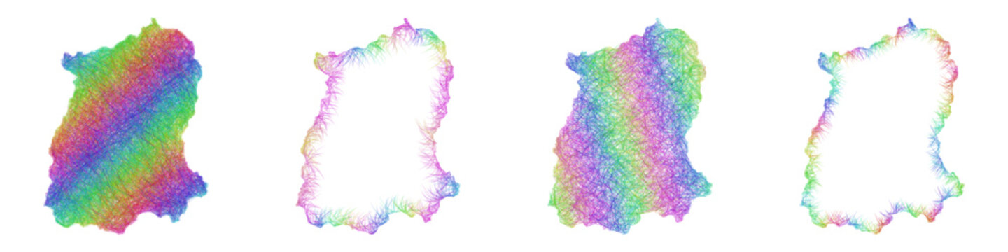 Multicolored sketch Sikkim map design set