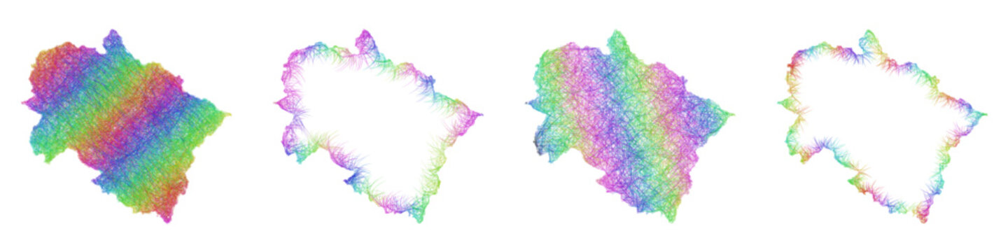 Rainbow color sketch Uttarakhand map design set