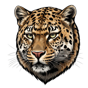 Illustration of a leopard head isolated on transparent background