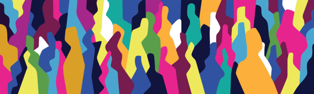 People silhouettes abstract multicolor vector background mosaic pattern