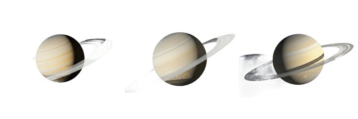Set of Planet Saturn with Rings in Space Isolated on White Background PNG © Set Guy